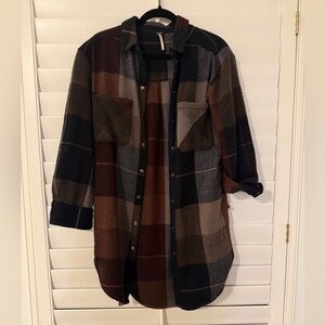 Free People Plaid Shirt Jacket - S